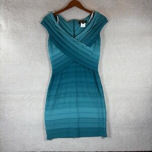 Tadashi Shoji Dress Blue Green Ombre Pleated Sz S Formal Cocktail Wedding Guest